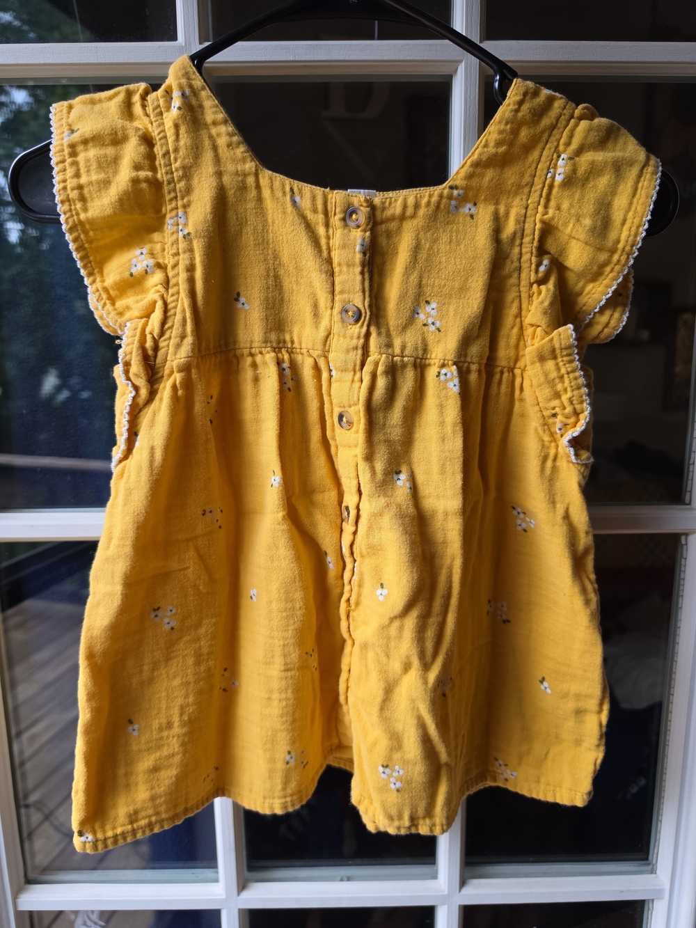 Cat & Jack Yellow Flutter Sleeve Button-Front Top
